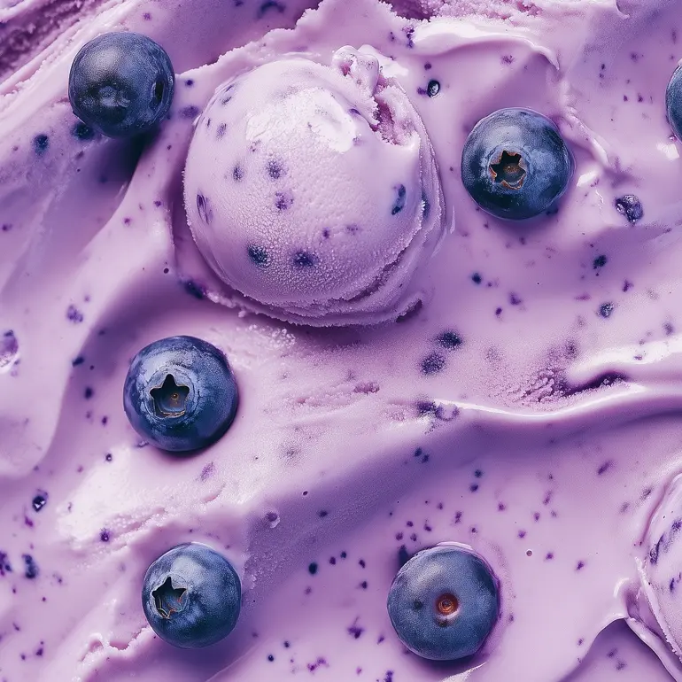 blåbärsglass och blåbär